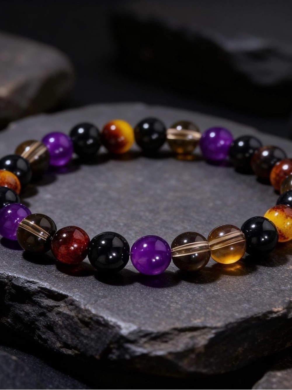 HANDCRAFTED CRYSTAL BRACELET Amethyst Citrine Manifest Success+ Abundance Unisex